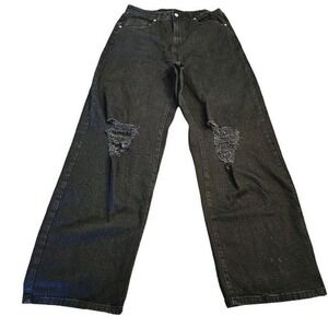 Wild Fable wide leg Jeans size 12 distressed washed out black‎ New